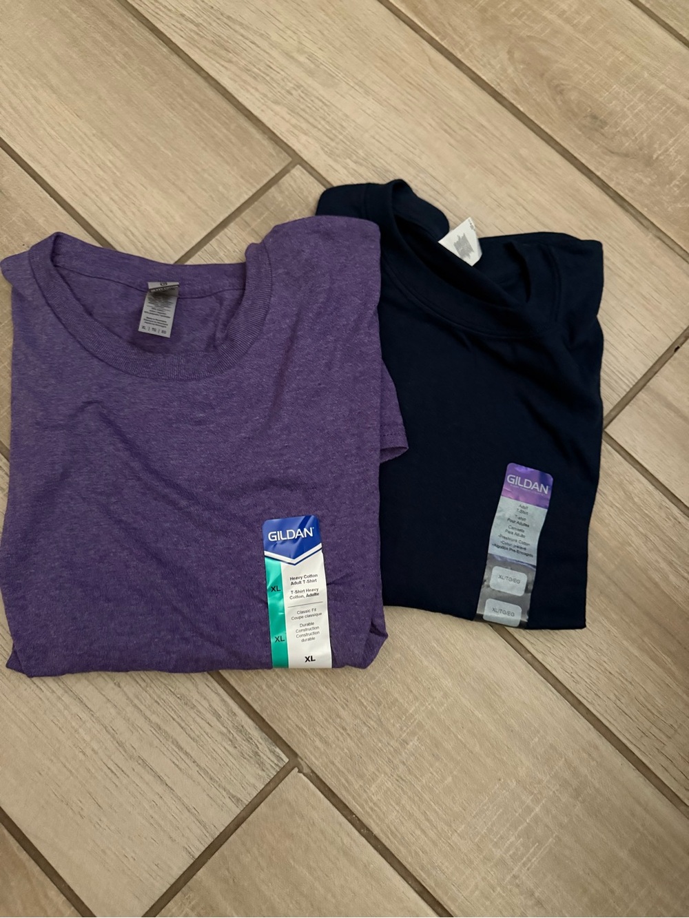 Gildan Crew Neck Tees in Purple and Navy - 2-Pack size XL